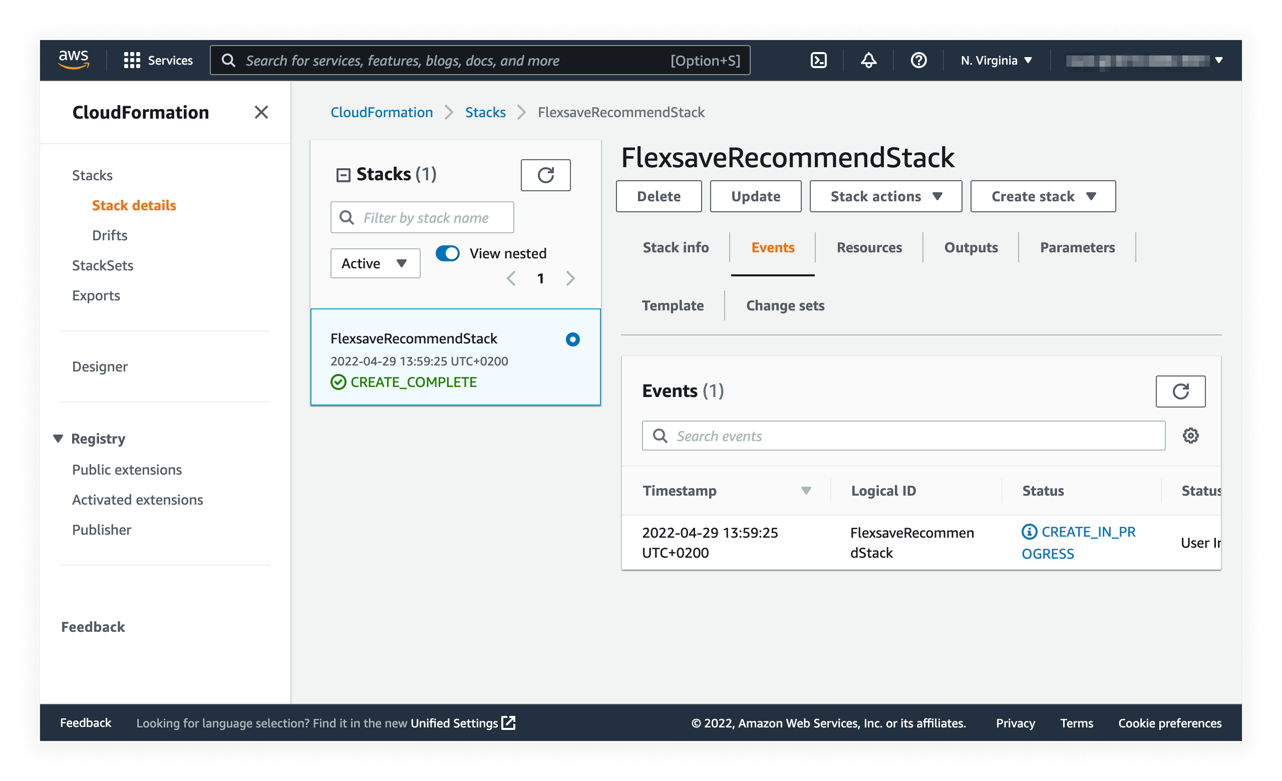 A screenshot of the AWS _Quick create stack_ screen