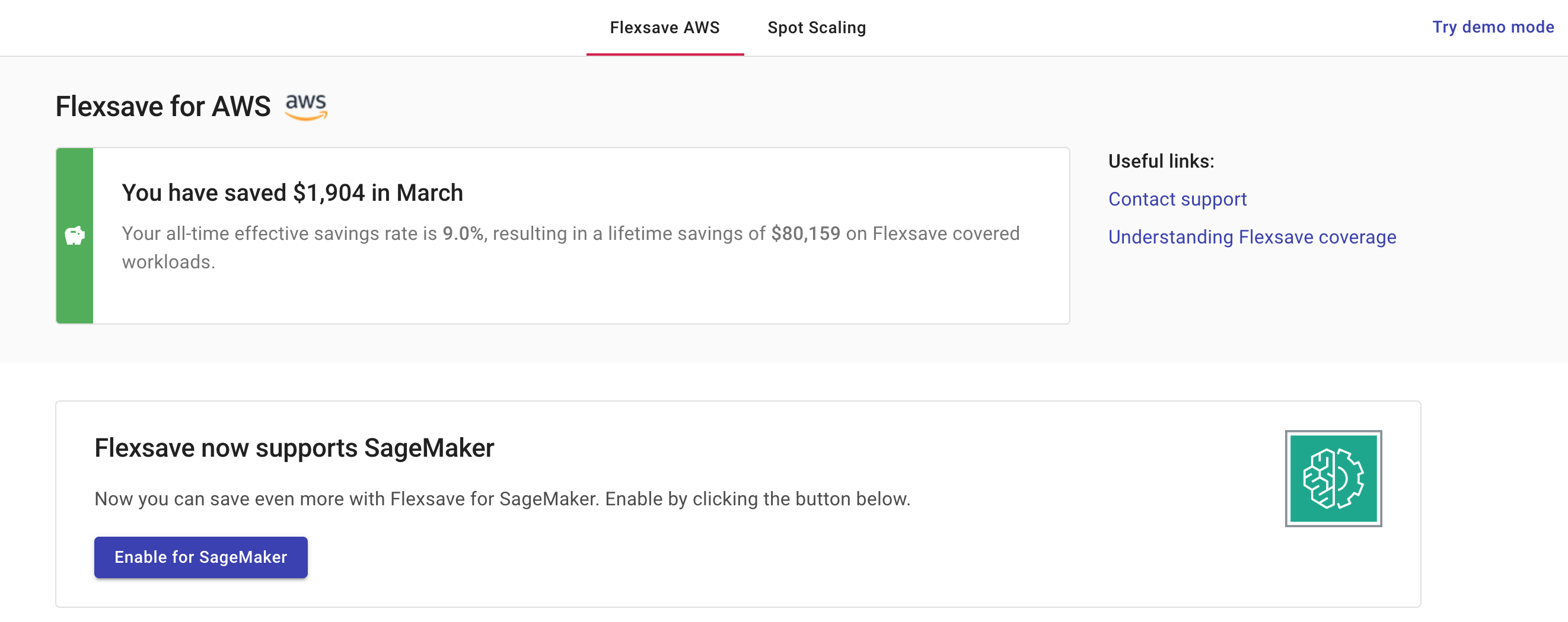 Enable Flexsave for Amazon SageMaker